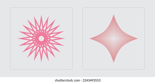 Conjunto de vectores del Y2K. Estrellas y formas florales de Brutalismo. Elementos para la decoración gráfica. Estrellas, starburst. Ilustración del vector