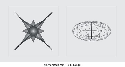 Vector set of Y2K. Brutalism star and flower shapes. Objects in y2k style. Projects, posters, banners. Vector illustration