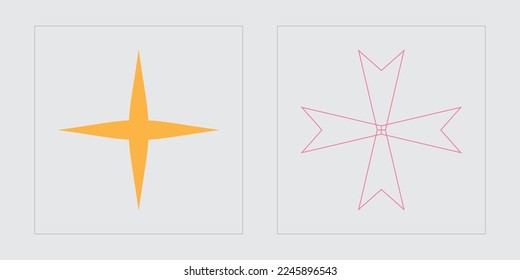 Vector set of Y2K. Brutalism star and flower shapes. Elements for graphic decoration. Anti-design. Vector illustration