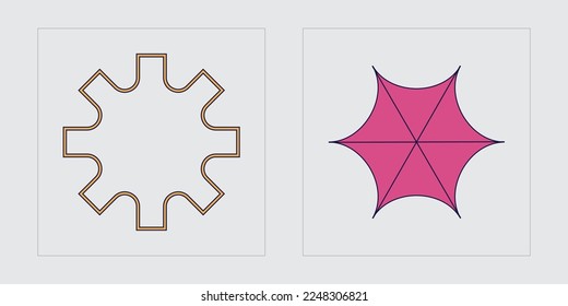 Vector set of Y2K. Brutalism star and flower shapes. Modern abstract forms. Futuristic. Vector illustration