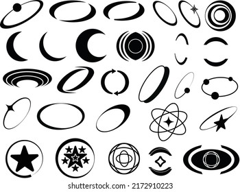 Vector set of Y2K circle and retro-futuristic elements  for decoration