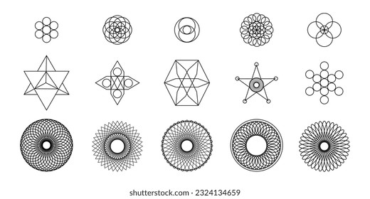 Vector set of Y2K circle and retro-futuristic elements for decoration