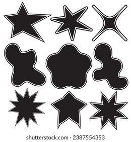 Vector set of Y2K circle and retro-futuristic elements for decoration