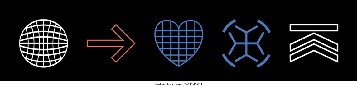 Vector set of Y2K. Extraordinary Graphic Assets. Modern abstract forms. Anti-design. Vector illustration