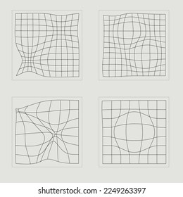 Vector set of Y2K. Extraordinary Graphic Assets. Objects in y2k style. Anti-design. Vector illustration