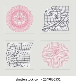 Vector set of Y2K. Extraordinary Graphic Assets. Modern abstract forms. Anti-design. Vector illustration