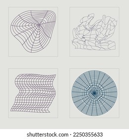 Conjunto de vectores del Y2K. Activos Gráficos Extraordinarios. Para camisetas modernas. Retro Futurista. Ilustración del vector