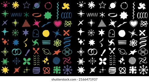 Vector set of Y2K icons and signs for graphic decoration