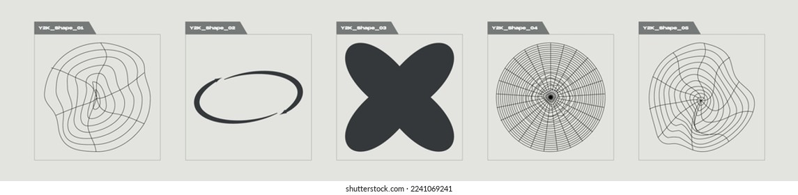 Vector set of Y2K. Large set of retro objects for design. Templates for notes, posters. Anti-design. Vector illustration