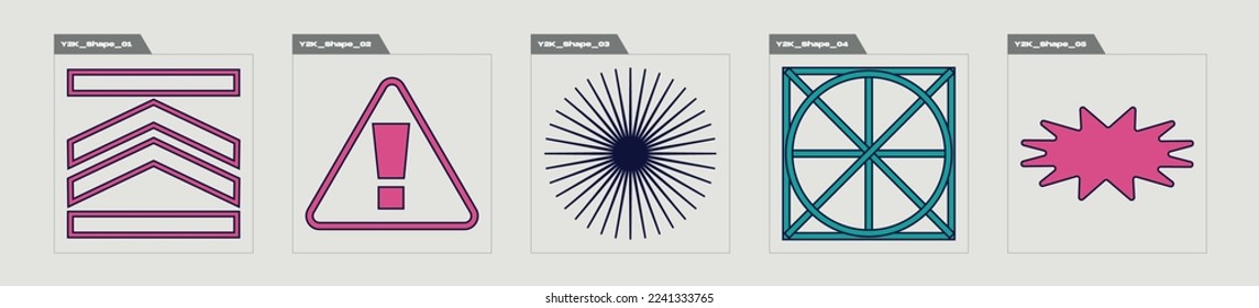 Vector set of Y2K. Large set of retro objects for design. For modern T-shirts designed. Retro Futurist. Vector illustration