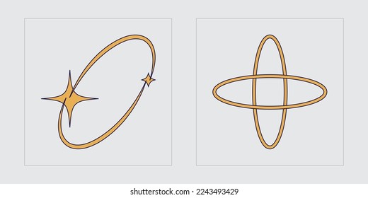 Vector set of Y2K. Large set of retro objects for design. Elements for graphic decoration. Stars, starburst . Vector illustration