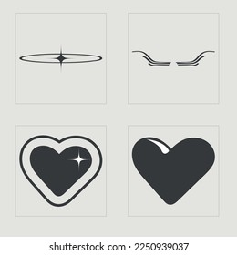 Vector set of Y2K. Large set of retro objects for design. Cyberpunk elements. Stars, starburst . Vector illustration