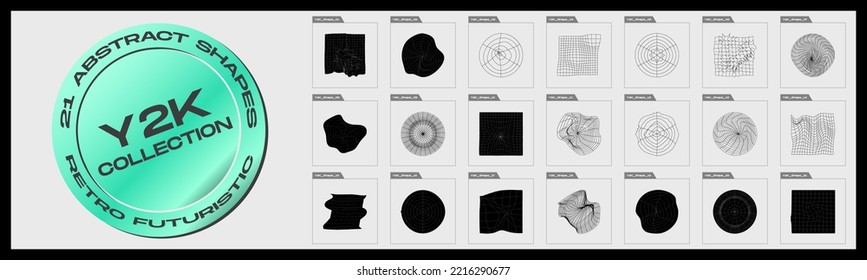 Vector set of Y2K. Minimalist geometric elements. Objects in y2k style. Style 80s 90s. Vector illustration