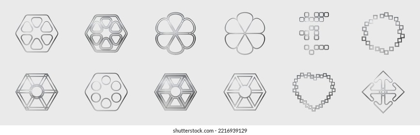 Vector set of Y2K. Minimalist geometric elements. Simple shapes forms. Isolated on background. Vector illustration
