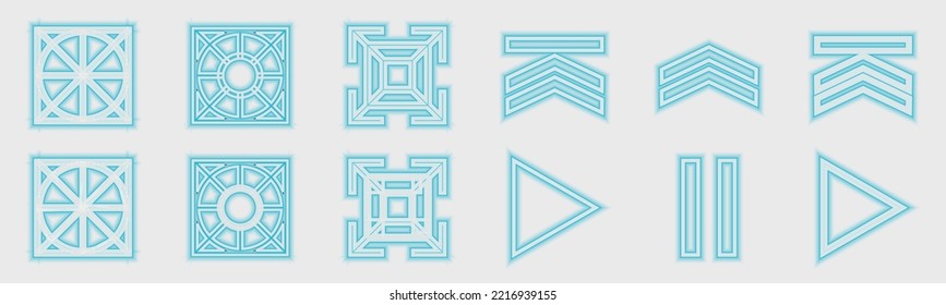 Vektorsatz von Y2K. Minimalistische geometrische Elemente. Abstraktes Bauhaus und boho kosmischer Stil. Modernes Vektorset für Grafikelemente. Vektorgrafik