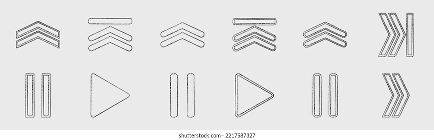 Conjunto de vectores del Y2K. Elementos geométricos minimalistas. Objetos con estilo y2k. Estilo 80s 90s. Ilustración del vector