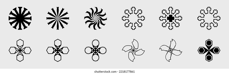 Conjunto de vectores del Y2K. Elementos geométricos minimalistas. Formas de formas simples. Aislado en segundo plano. Ilustración del vector