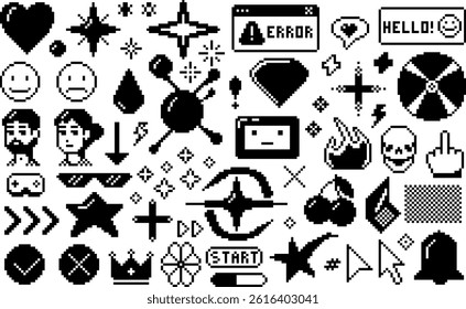Vector set of y2k pixel icons