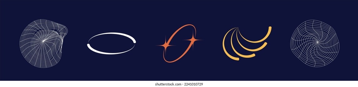 Conjunto de vectores del Y2K. Rave psicodélico retro futurista conjunto. Iconos minimalistas planos. Proyectos, afiches, pancartas. Ilustración del vector