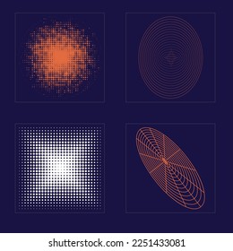 Vector set of Y2K. Rave psychedelic retro futuristic set. Modern abstract forms. Retro Futurist. Vector illustration