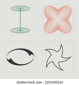 Vector set of Y2K. Rave psychedelic retro futuristic set. Elements for graphic decoration. Isolated on black background. Vector illustration