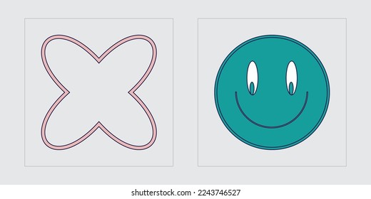 Vector set of Y2K. Retro futuristic graphic ornaments. Elements for graphic decoration. Futuristic. Vector illustration