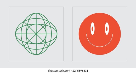 Vector set of Y2K. Retro futuristic graphic ornaments. Objects in y2k style. Futuristic. Vector illustration