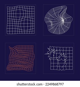 Conjunto de vectores del Y2K. Ornamentos gráficos retro futuristas. Elementos para la decoración gráfica. Futurista. Ilustración del vector