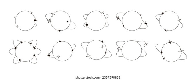 Vector set of Y2K stars for avatar. Ornaments for decoration social media set. Vector illustration