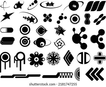 Vector Set Y2k Stars Elements Retrofuturistic Stock Vector (Royalty ...