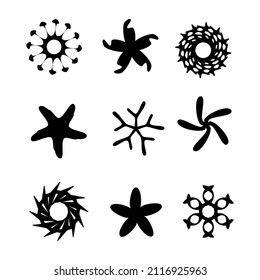 Vector set of Y2K stars, floral pattern, flowers and retro futuristic graphic ornaments.