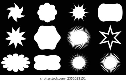 Vector set of Y2K stars, Flowers, starburst and retro futuristic graphic ornaments for decoration.