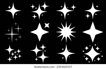 Vector set of Y2K stars, Flowers, starburst and retro futuristic graphic ornaments for decoration.