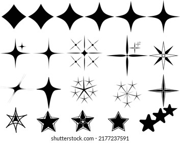 Vector set of Y2K stars and retro-futuristic elements  for decoration