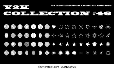 Vector set of Y2K stars, starburst and retro futuristic graphic ornaments for decoration. Vector illustration