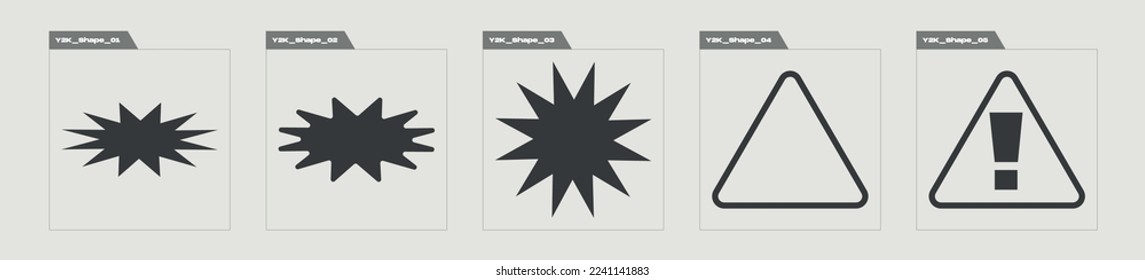 Vector set of Y2K. Trendy geometric postmodern figures. Elements for graphic decoration. Retro Futurist. Vector illustration