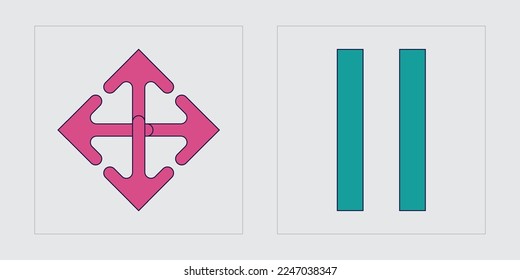 Vector set of Y2K. Trendy geometric postmodern figures. Elements for graphic decoration. Isolated on black background. Vector illustration