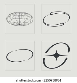 Vector set of Y2K. Trendy geometric postmodern figures. Templates for notes, posters. Stars, starburst . Vector illustration