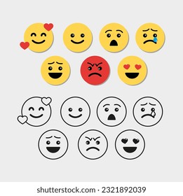 Vector set of yellow emoticons
