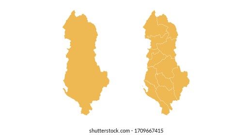 Vector amarillo del mapa Albania