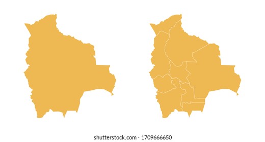 Vector amarillo del mapa de Bolivia