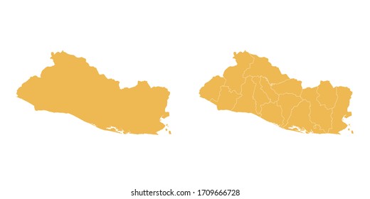 Vector set yellow of map El Salvador