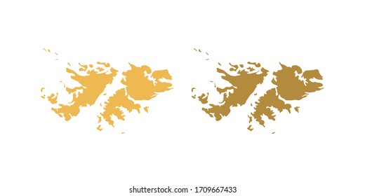 Vector amarillo del mapa de las Islas Malvinas