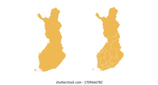 Vector set yellow of map Finland