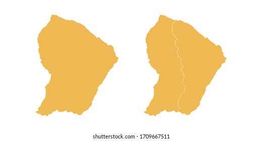 Vector set yellow of map French Guiana