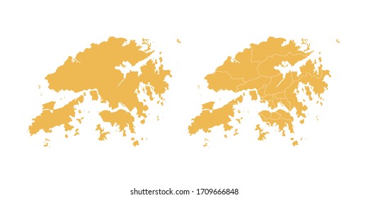 Vector set yellow of map Hong Kong
