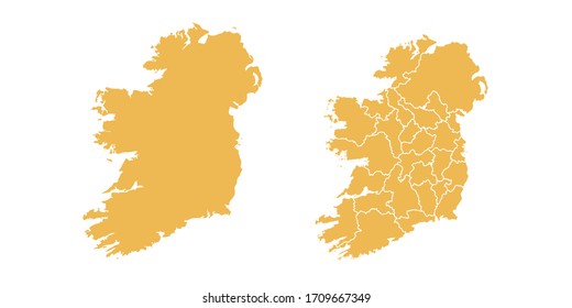 Vector conjunto amarillo del mapa Irlanda