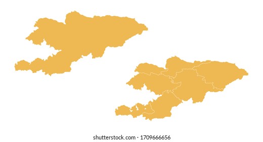 Vector ambientado amarillo del mapa de Kirguistán