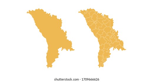 Vector set yellow of map Moldova