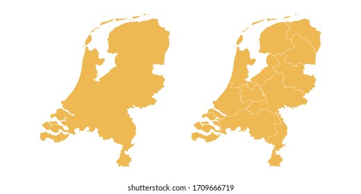 Vector set yellow of map Netherland
